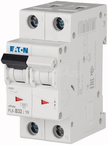 Выключатель автоматический модульный 2п (1P+N) B 32А 6кА PL6-B32/1N EATON 164912 купить в интернет-магазине RS24