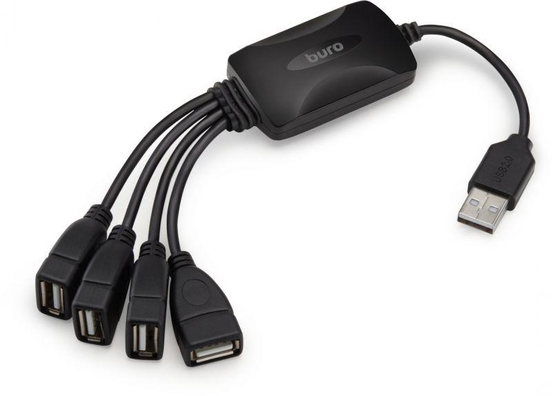 Разветвитель USB 2.0 BU-HUB4-0.3-U2.0-Splitter 4порт. черн. BU-HUB4-0.3-U2.0-SPLITTER BURO 1001420
