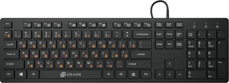 Клавиатура 520кв.мU черн./черн. USB slim Multimedia 520кв.мU ОКЛИК 1061587