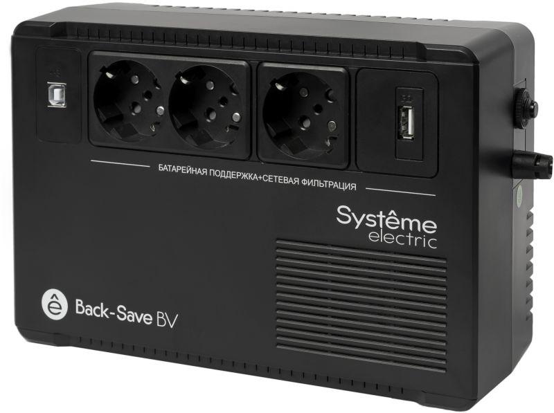 Источник бесперебойного питания Back-Save BV 600В.А AVR 3 Schuko 230В 1 USB-A BVSE600RS SE 1894502