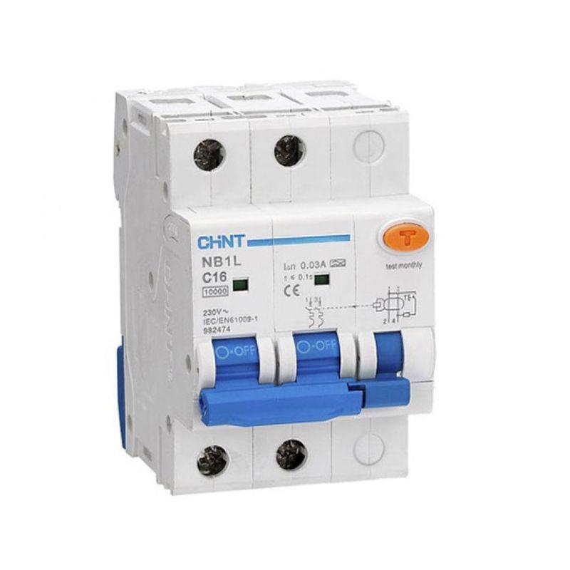 Выключатель автоматический дифференциального тока АВДТ NB1L 2P B6 30мА тип A 10кА электромеханический (R) CHINT 205000