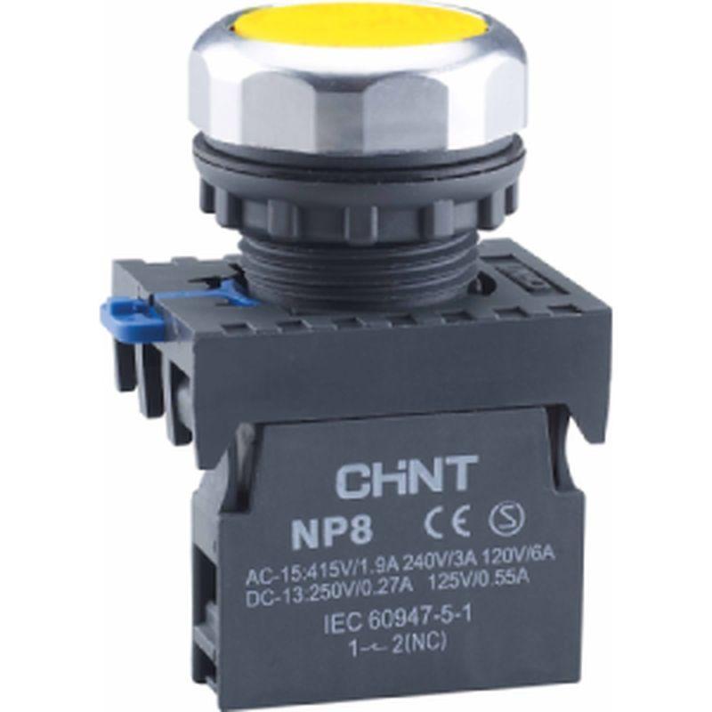 Кнопка управления NP8-11BND/5 подсветка самовозв. желт. AC/DC 24В(LED) 1НО+1НЗ IP65 (R) CHINT 667120