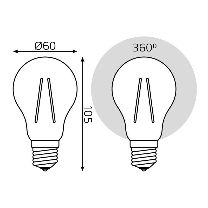 Лампа светодиодная филаментная Black Filament 8Вт A60 грушевидная 4100К нейтр. бел. E27 780лм GAUSS 102802208