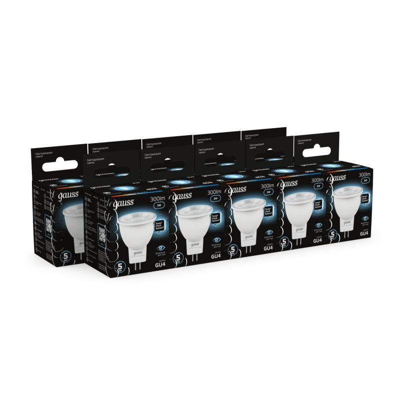 Лампа светодиодная Black 3Вт MR11 софит 4100К нейтр. бел. GU4 300лм GAUSS 132517203