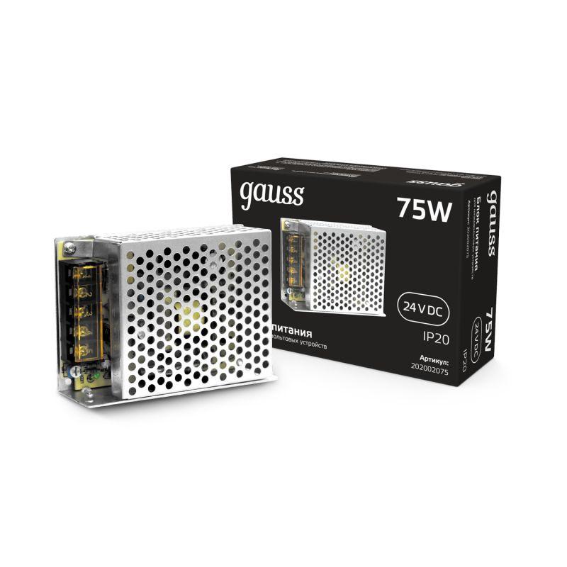 Блок питания для светодиод. ленты Black 75Вт 24В IP20 (драйвер) GAUSS 202002075