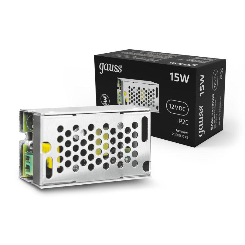 Блок питания для светодиод. ленты Black 15Вт 12В IP20 (драйвер) GAUSS 202003015