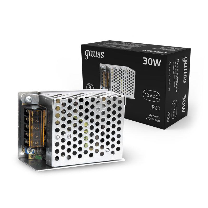 Блок питания для светодиод. ленты Black 30Вт 12В IP20 (драйвер) GAUSS 202003030