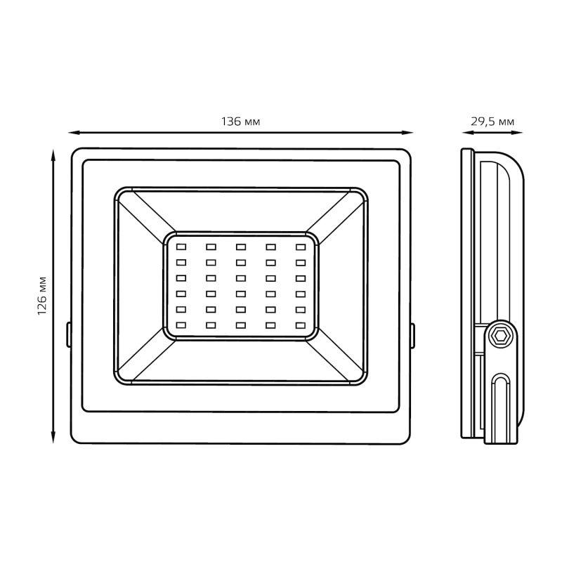 Прожектор светодиодный Elementary 30Вт 6500К IP65 2700лм 200-240В ДО черн. GAUSS 613100330