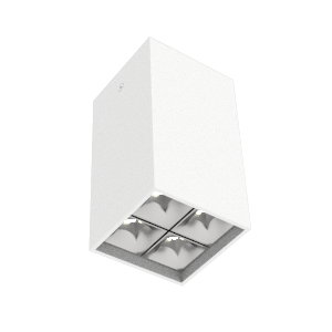Светильник светодиодный DL-Box Reflect Multi 2х2 14Вт 4000К 80х80х150 накладной 55град. RAL9003 бел. муар диммер DALI VARTON V1-R0-00254-20D55-2001440