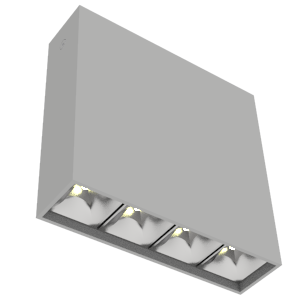 Светильник светодиодный DL-Box Reflect Multi 1х4 14Вт 4000К 150х40х150 накладной 35град.х75град. RAL7045 сер. муар диммер DALI VARTON V1-R0-70253-20D23-2001440