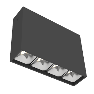 Светильник светодиодный DL-Box Reflect Multi 1х4 10Вт 3000К 150х40х115 накладной 55град. RAL9005 черн. муар диммер DALI VARTON V1-R0-90252-20D55-2001030