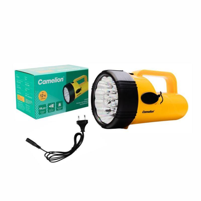 Фонарь аккумуляторный LED29314 19LED аккум. 4В 2.3А.ч 220В желт. Camelion 10471