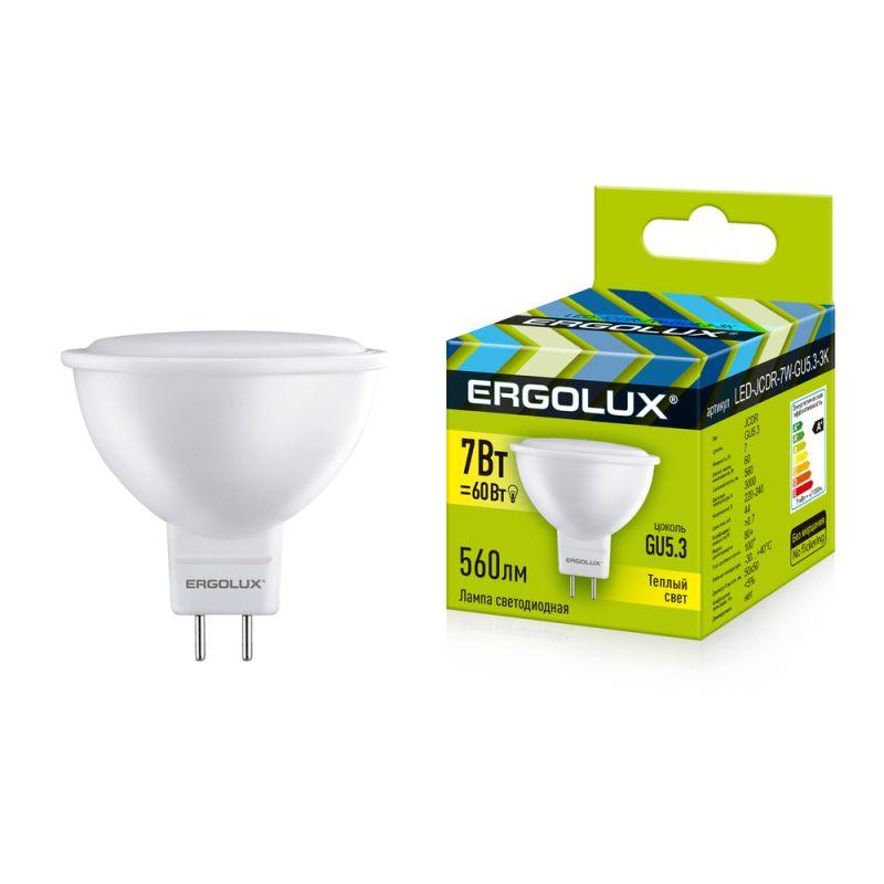 Лампа светодиодная LED-JCDR-7W-GU5.3-3000K 7Вт JCDR рефлектор матовая 3000К тепл. бел. GU5.3 220-240В Ergolux 12158