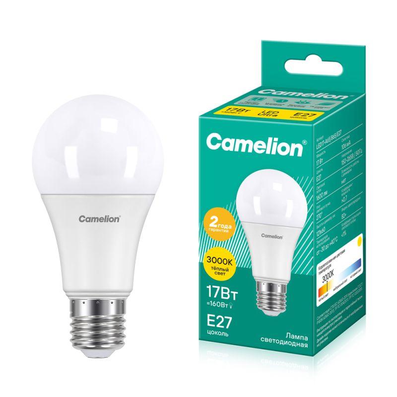Лампа светодиодная LED17-A65/830/E27 17Вт грушевидная 3000К тепл. бел. E27 1470лм 220В Camelion 12308