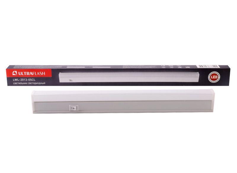 Светильник светодиодный LWL-2013-5CL 5Вт 20LED 4000К IP20 300лм 310мм 220В линейный с сетевым провод