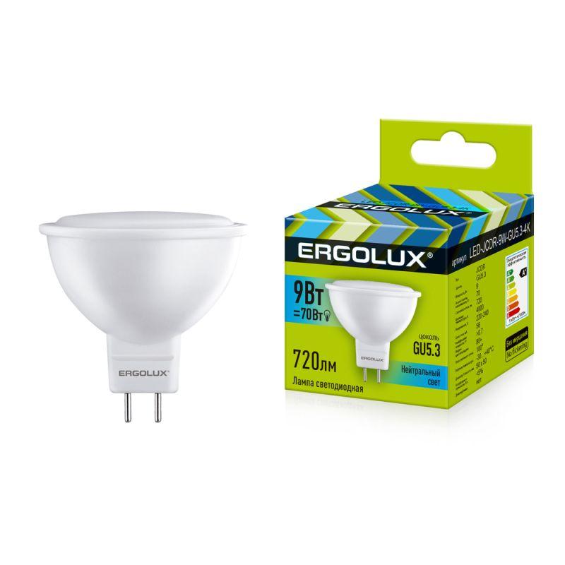 Лампа светодиодная LED-JCDR-9W-GU5.3-4K 9Вт JCDR рефлектор матовая 4000К бел. GU5.3 220-240В Ergolux 13625