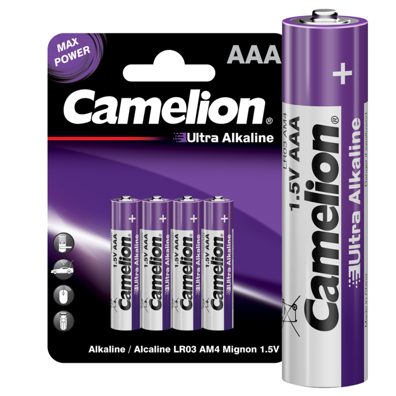 Элемент питания алкалиновый AAA/LR03 1.5В Ultra BL-4 (уп.4шт) Camelion14985