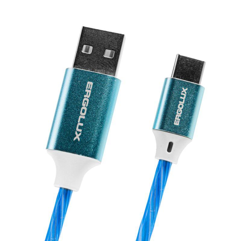 Кабель USB-Type C ELX-CDC02-C06 3А 1.2м LED зарядка+передача данных коробка син. Ergolux 15305