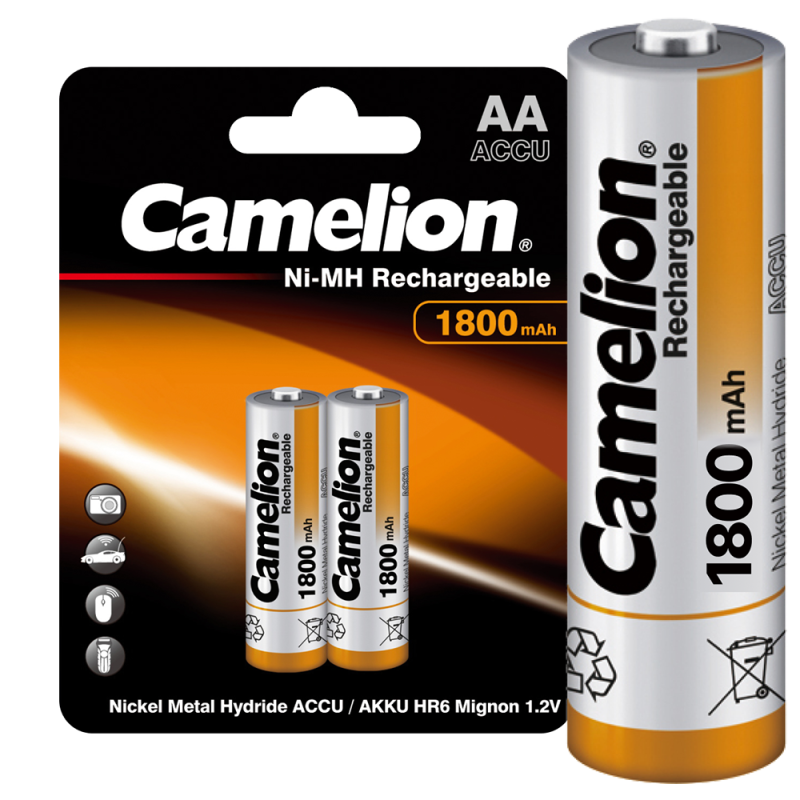 Аккумулятор AA/R6 1800мА.ч NI-Mh BP-2 металлик (блист.2шт) Camelion 3001