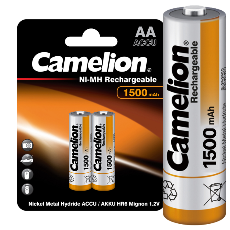 Аккумулятор AA/R6 1500мА.ч NI-Mh BP-2 металлик (блист.2шт) Camelion 3510