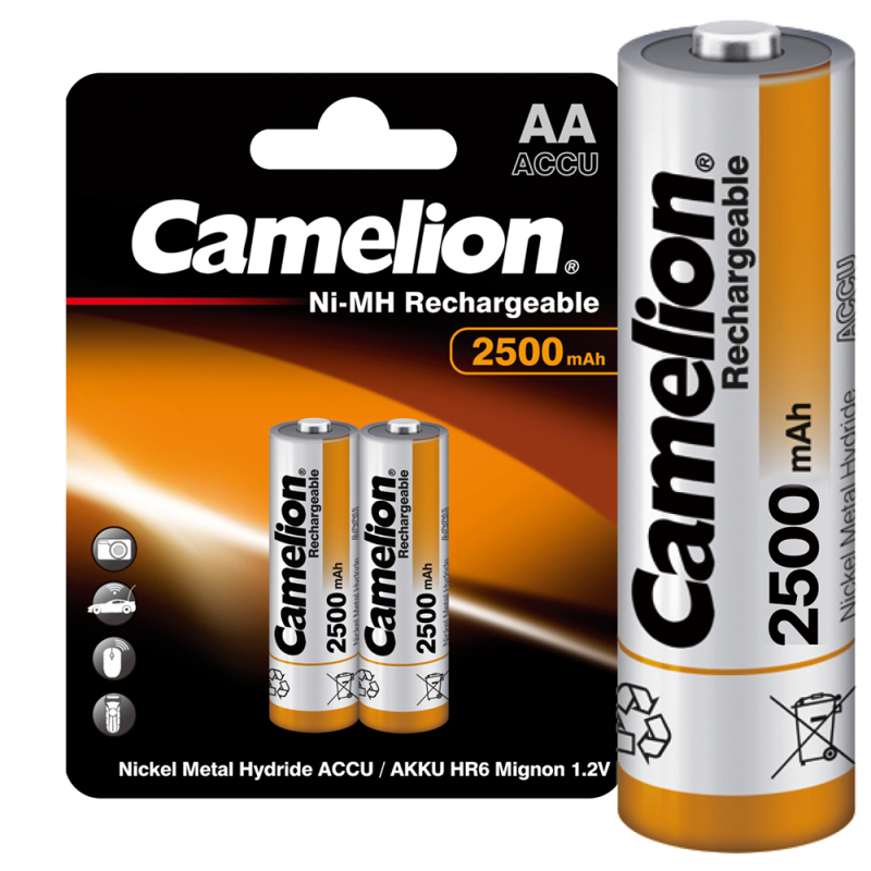 Аккумулятор AA/R6 2500мА.ч Ni-Mh BL-2 металлик (блист.2шт) Camelion 6107