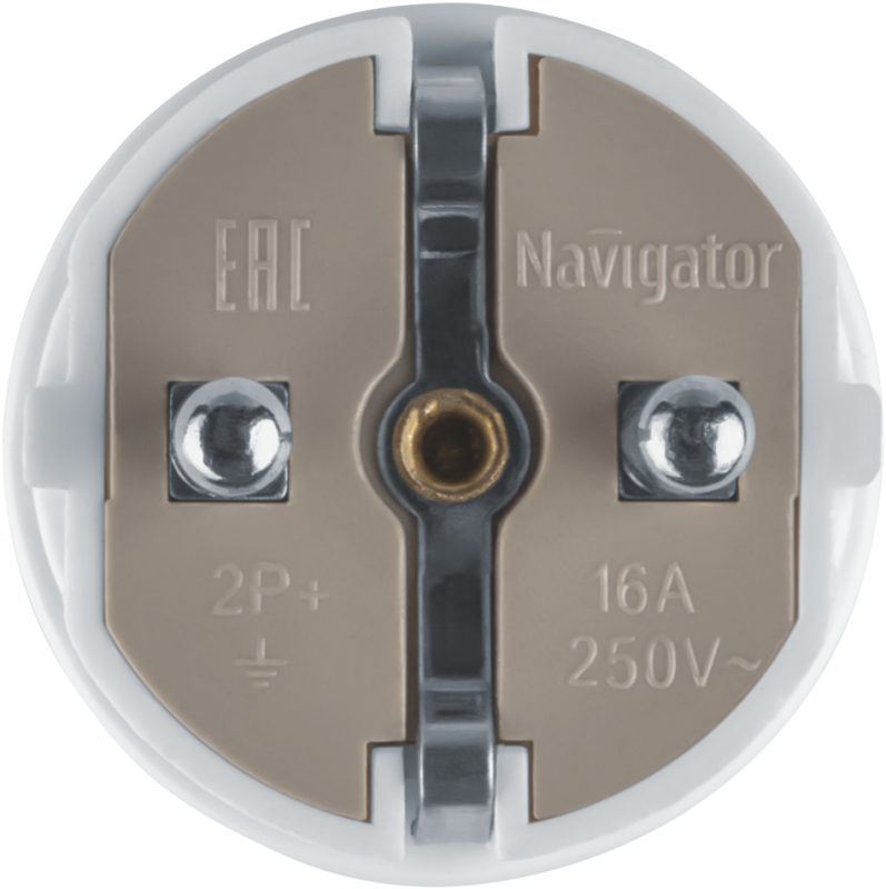 Вилка прямая 61 359 NCA-PL02-16A-E-WH с заземл. бел. Navigator 61359