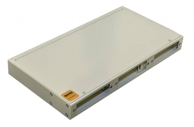 Бокс FO-19R-1U-3хSLT-W140H42-24UN-GY оптич. универс. 19 дюйм от 8 до 24 портов (SC duplex LC; ST; FC) со сплайс пластиной; без пигтейлов и проходных адаптеров; 1U; сер. Hyperline 237482
