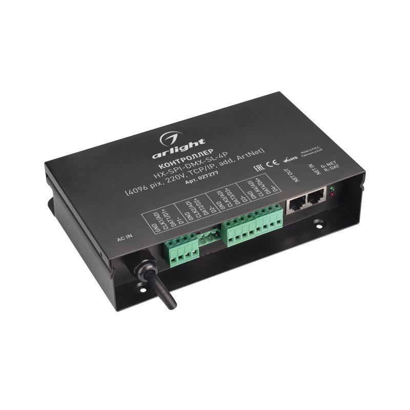 Контроллер HX-SPI-DMX-SL-4P (4096 pix 220В TCP/IP add ArtNet) (IP20 металл) Arlight 027277