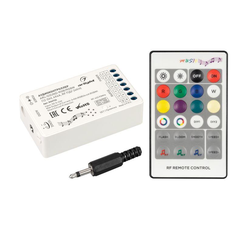 Аудиоконтроллер ARL-SOUND-RGB/RGBW (12-24В 4х4А RF ПДУ 24кн) (IP20 пластик) Arlight 034726