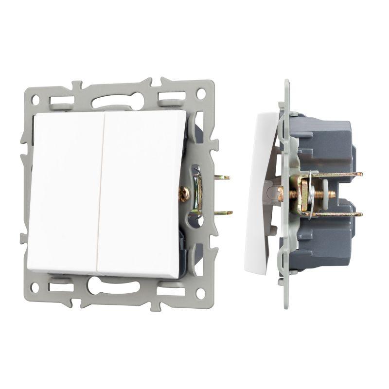 Механизм выключателя двухклавишный непроходной SWT-MK02-PL-WH (250В 16А) Arlight 043724