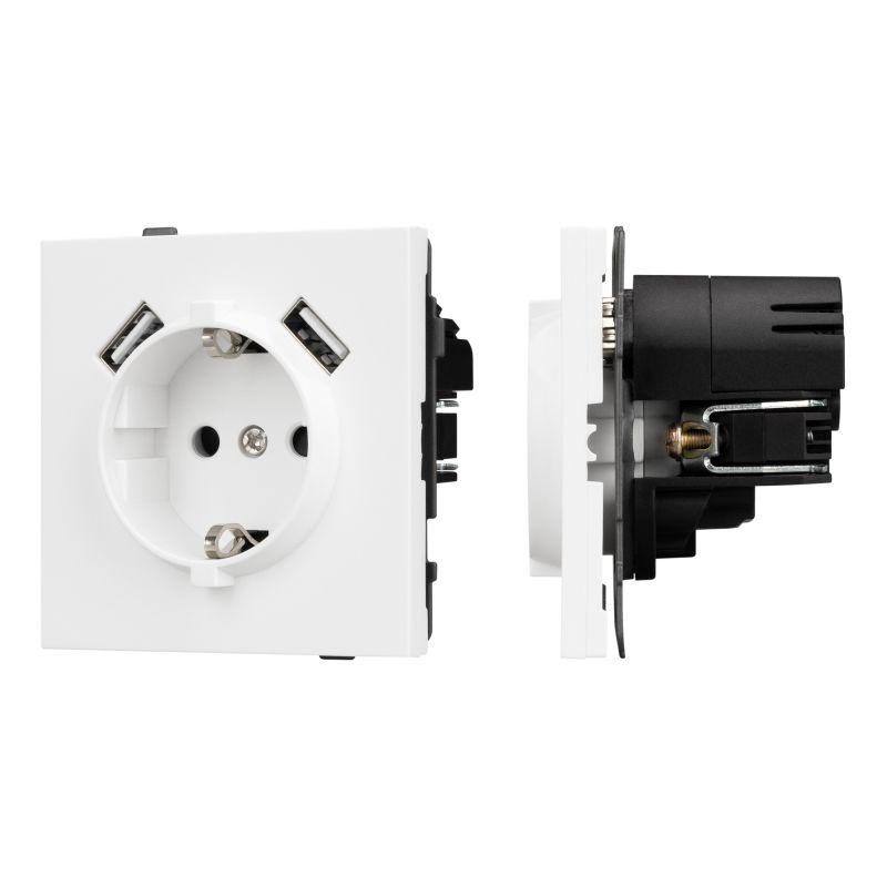 Розетка 1-м СП SCT-TENDO-MUAA-PL-WH 16А IP20 230В с USB зарядкой механизм Arlight 054082