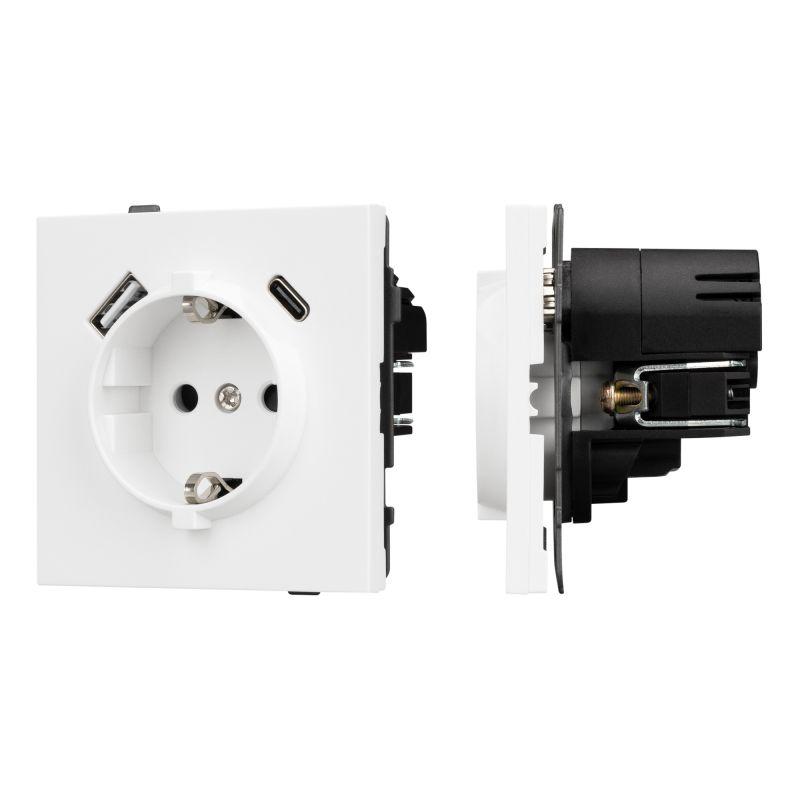 Розетка 1-м СП SCT-TENDO-MUAC-PL-WH 16А IP20 230В с USB зарядкой механизм Arlight 054086