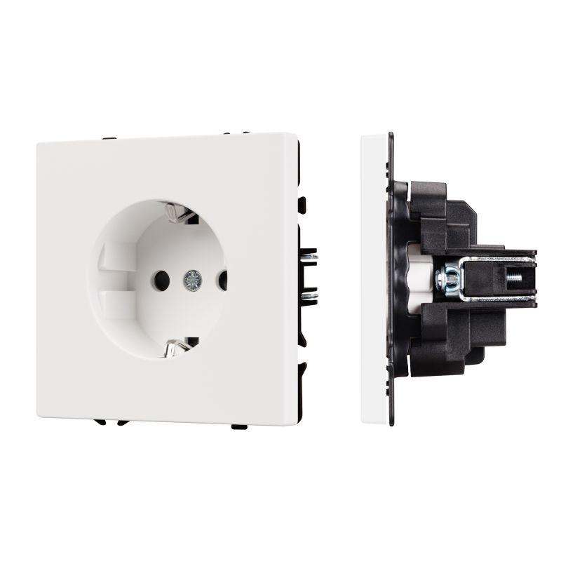 Розетка ARL NOBE SCT-MEU-SFPL-WH 16А 250В с заземл. со шторками софт-тач бел. кварц Arlight 054276(1)