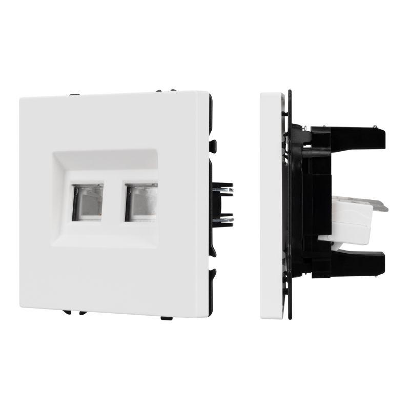 Розетка телефонная 2-м ARL NOBE SCT-MTL2-SFPL-WH 2хRJ11 4C софт-тач бел. кварц Arlight 054308(1)