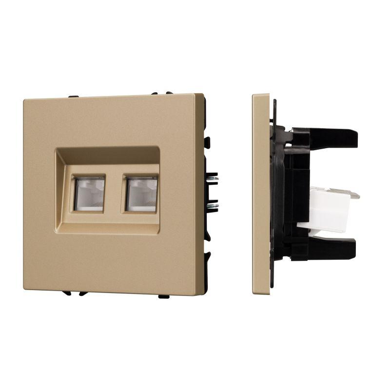 Розетка телефонная 2-м ARL NOBE SCT-MTL2-SFPL-GD 2хRJ11 4C софт-тач зол. песок Arlight 054310(1)