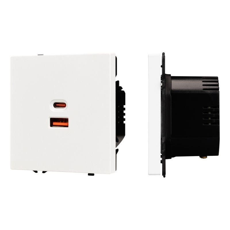 Розетка USB ARL NOBE SCT-MUAC-SFPL-FC-WH 65Вт QC3 тип A+C софт-тач бел. кварц Arlight 054316(1)