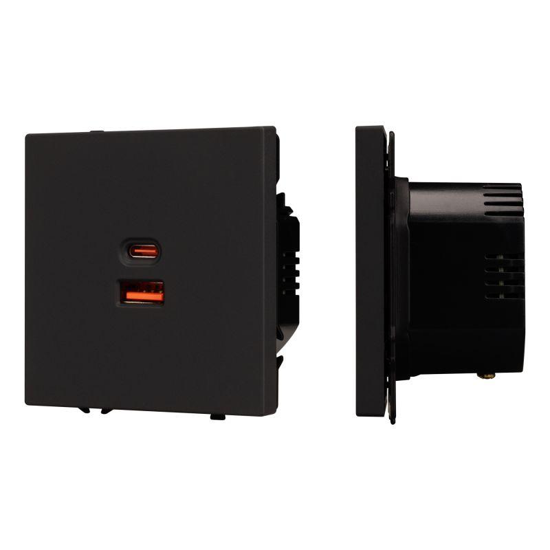 Розетка СП SCT-NOBE-MUAC-SFPL-FC-BK 65Вт QC3 с быстрой USB зарядкой механизм Arlight 054317