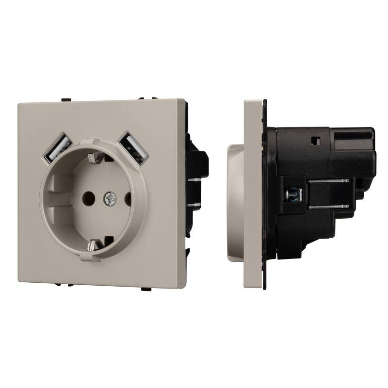 Механизм розетки с USB зарядкой SCT-NOBE-MUAA-SFPL-CA (230В 16А) кашемир Arlight 059442