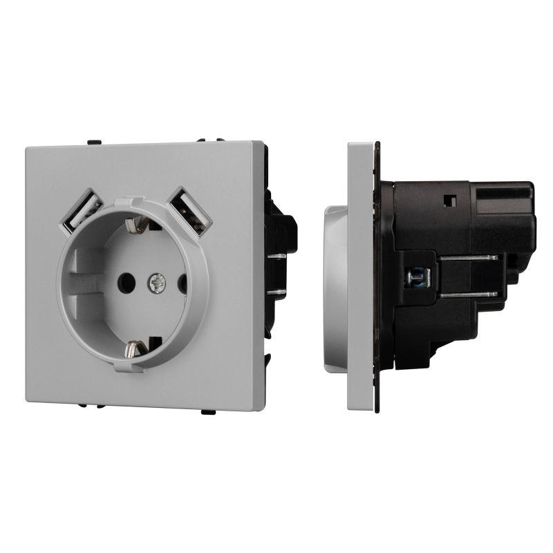 Механизм розетки с USB зарядкой SCT-NOBE-MUAA-SFPL-IS (230В 16А) никель Arlight 059443