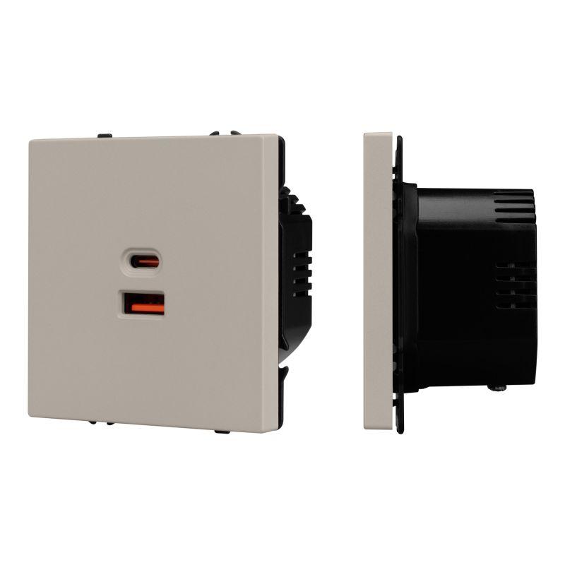 Механизм розетки с быстрой USB зарядкой SCT-NOBE-MUAC-SFPL-FC-CA (65Вт QC3) кашемир Arlight 059446
