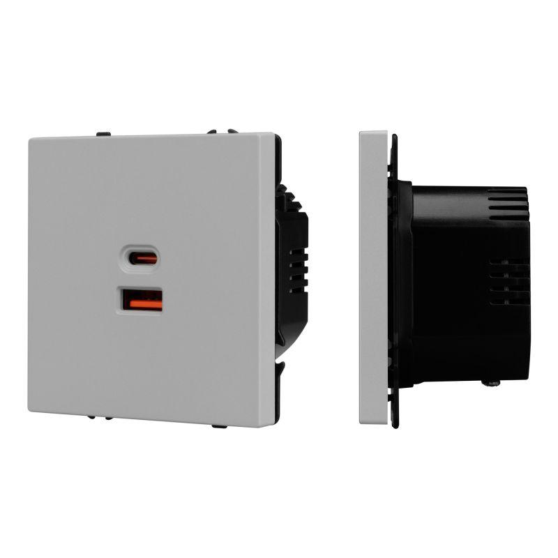Розетка USB ARL NOBE SCT-MUAC-SFPL-FC-IS 65Вт QC3 тип A+C софт-тач никель Arlight 059447(1)