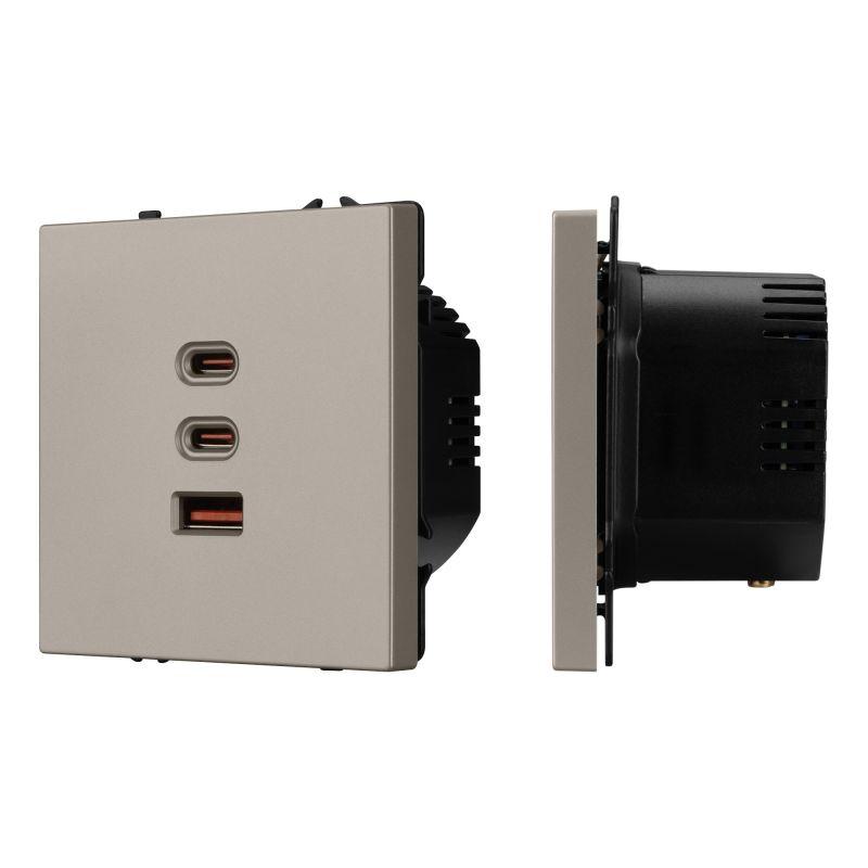 Розетка USB ARL NOBE SCT-MUACC-SFPL-FC-CA 65Вт QC3 тип А+С+С софт-тач кашемир Arlight 061835(1)