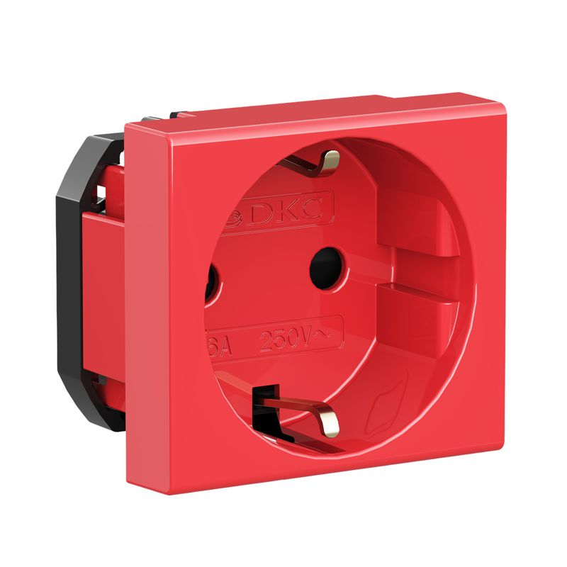 Розетка 1-м 2мод. Viva 16А IP20 2P+E с заземл. защ. шторки красн. DKC 45015