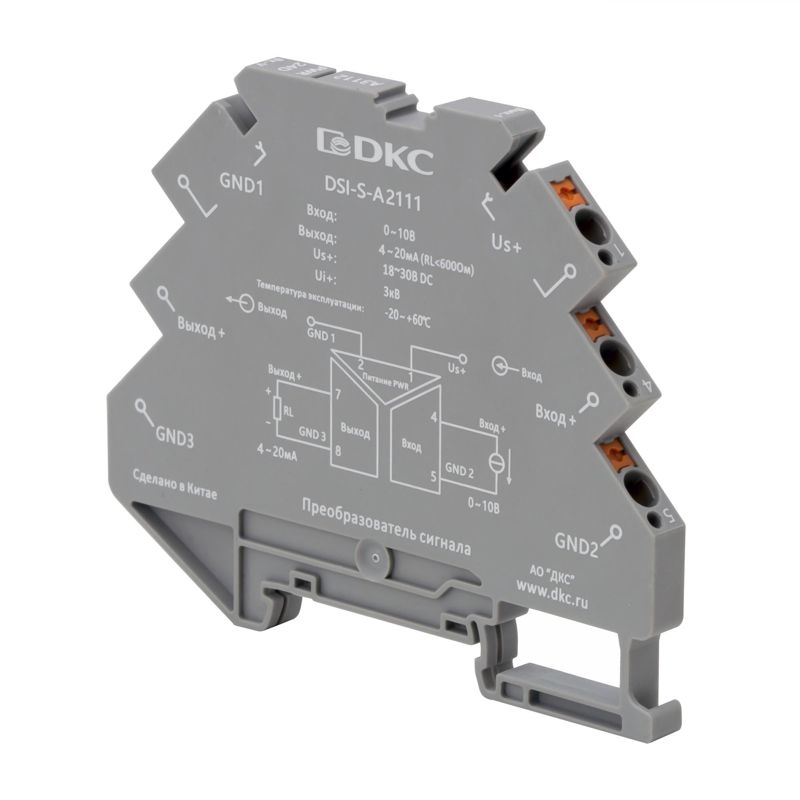 Преобразователь сигнала DSI 6.2мм 1 вход 0-10В 1 выход 4-20мА DKC DSI-S-A2111