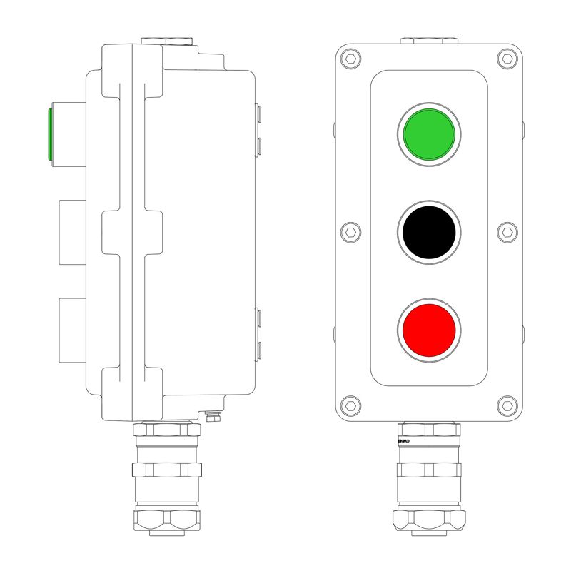 Пост управления взрывонепроницаемый из алюм. LCSD-03-B-MC-L1G(220)x1-P1B(11)x1-P1R(11)x1-PCMB-KAEPM3MHK-20 DKC LCSD21000122