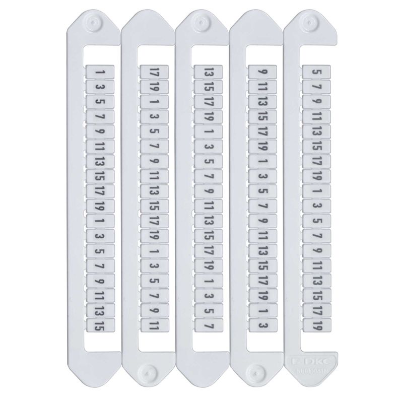 Маркировка для клемм Ш=5мм от 1 до 19 горизонт. ориентация DKC NUTB-5-1-19H