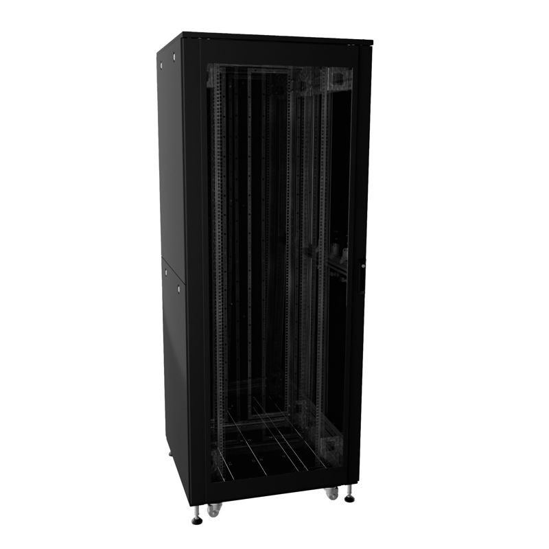 Шкаф напольный разобранный 19дюйм IT-CQE-N 24U 600х1000мм крыша с вырубкой дверь стекло и сплошная металл одинарные боковые панели черн. RAL9005 DKC R5ITN24610FG1M1SB