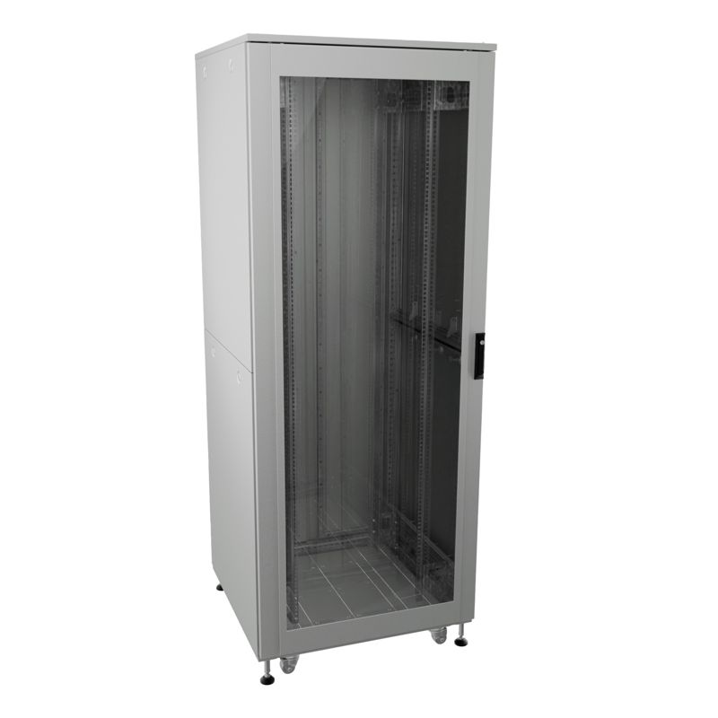 Шкаф напольный разобранный 19дюйм IT-CQE-N 32U 600х600мм крыша с вырубкой дверь стекло и сплошная металл одинарные боковые панели сер. RAL7035 DKC R5ITN32606FG1M1SG