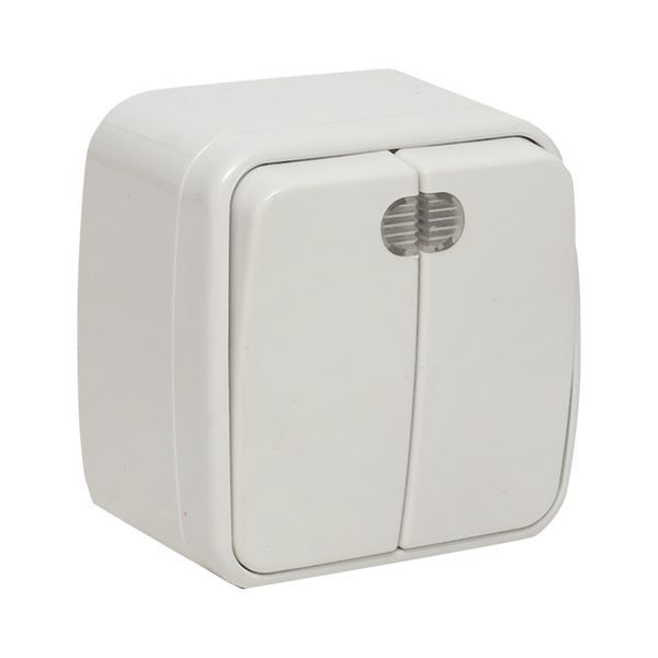 Выключатель 2-кл. ОП Минск 10А IP20 с индикатором бел. Basic EKF EGV10-123-10