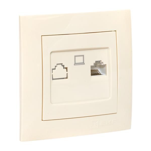 Розетка компьютерная 1-м СП Валенсия RJ45 крем. PROxima EKF EWK01-035-20